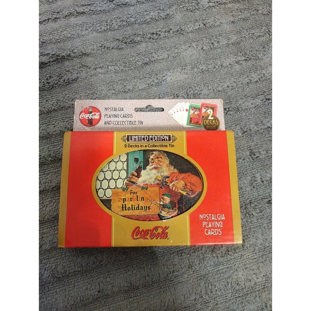 Coca-Cola Santa Nostalgia Playing Cards in Tin 1998 Limited Edition Two Decks